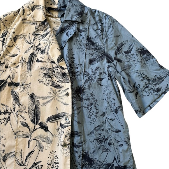 ROKH Paris Split Floral Print Button-Down Shirt Blue & Beige Size 38 (US 4-6) - Picture 7 of 14